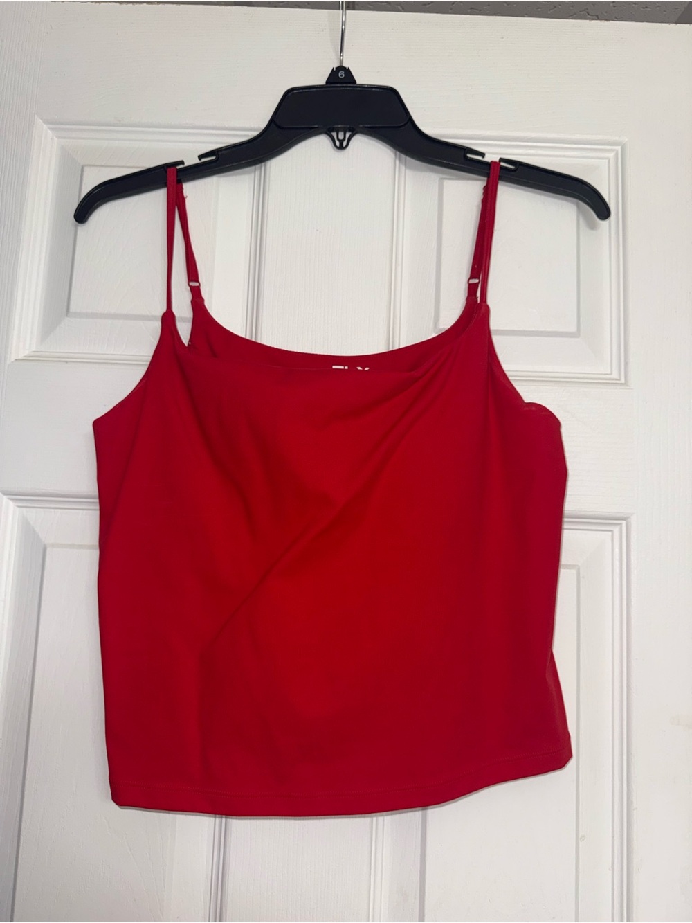 Red Spaghetti Strap Tank Top With Built In Supportive Bra